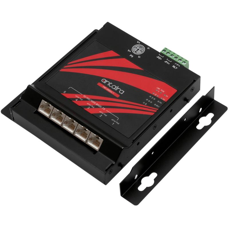 5-Port Industrial Gigabit PoE+ Unmanaged Flat Ethernet Switch, IP30, 48-56VDC